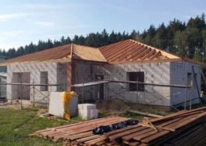 Hip roof framing before replacement