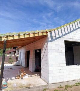 Roof framing before replacement
