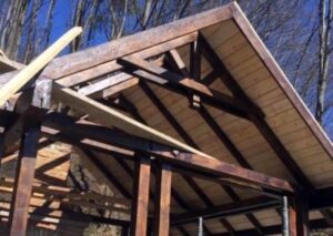 Completed timber-frame roof